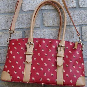 Dooney & Bourke Red DB Logo Satchel handbag.